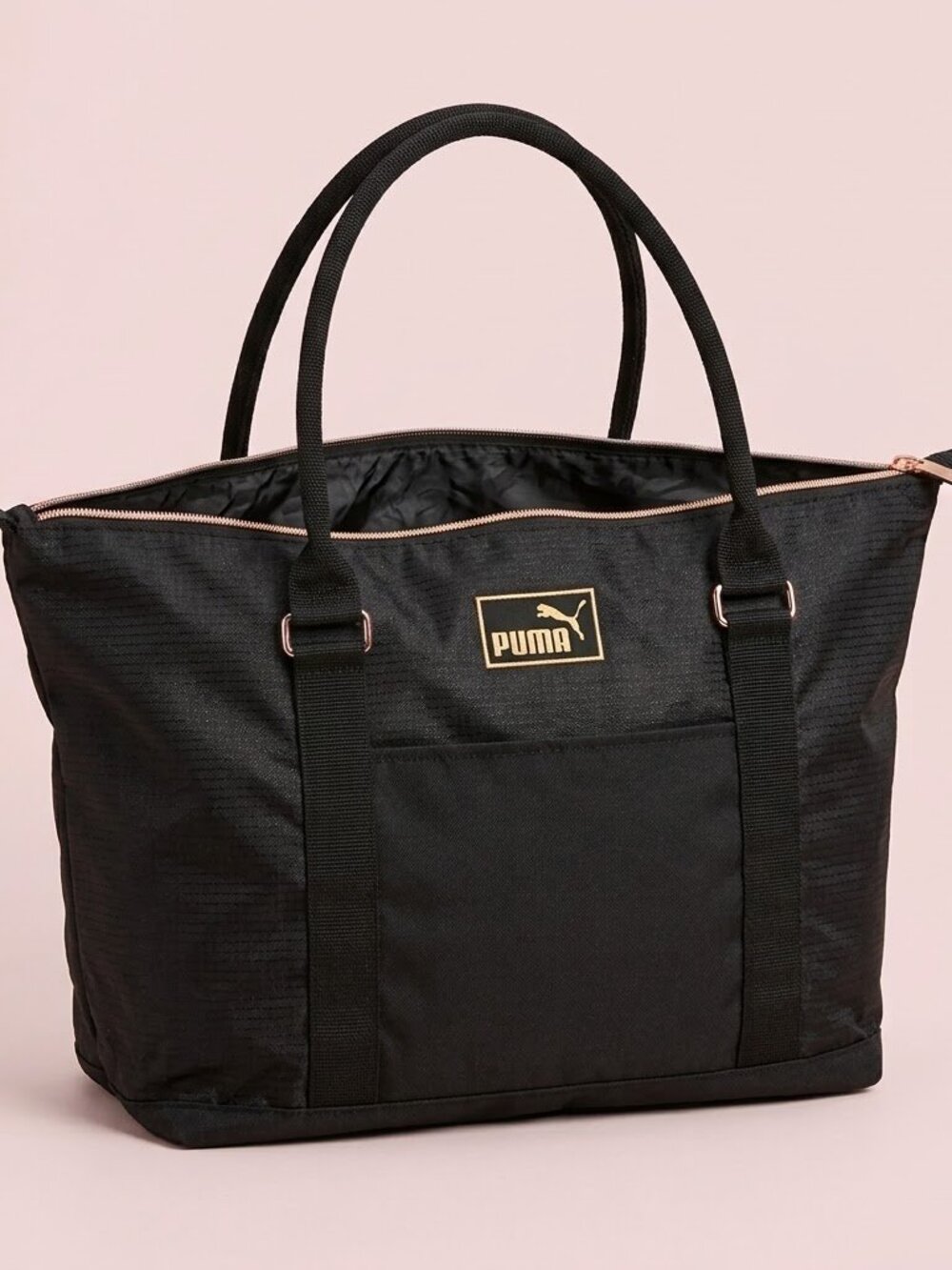 NWT PUMA Black & Rose Gold Large Tote Bag | Gym Travel Everyday Shoulder Bag